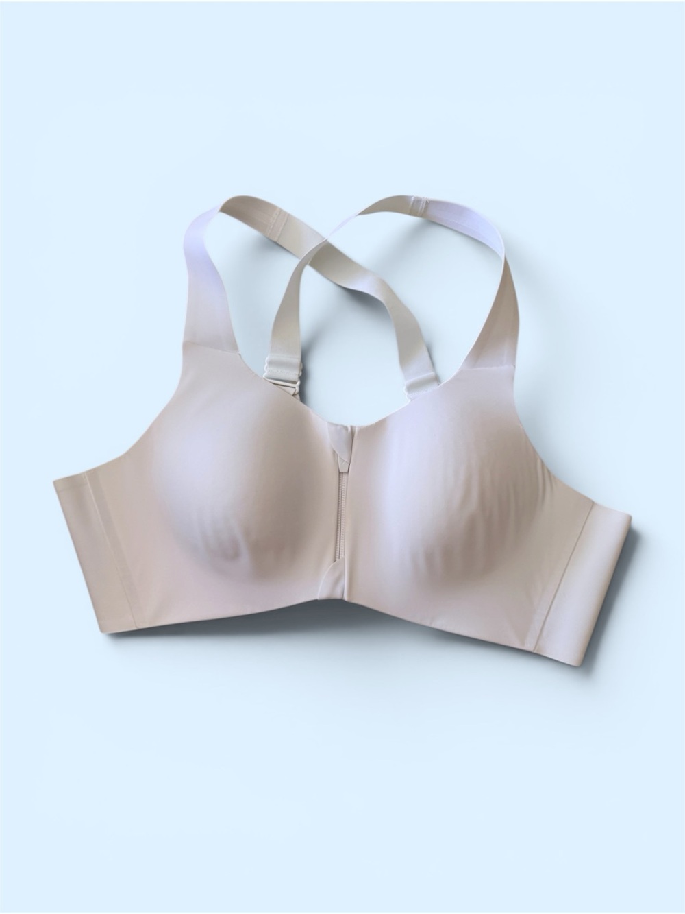 Knix Front-Zip with back adjustable white, padded jog bra - size 3